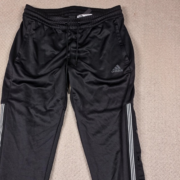 Adidas Youth Boys Tearaway Track Pants Medium Snap Breakaway Black 3 Striped - Picture 1 of 14